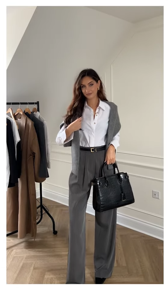 ASOS Tall Grey Pinstripe Tailored Trousers