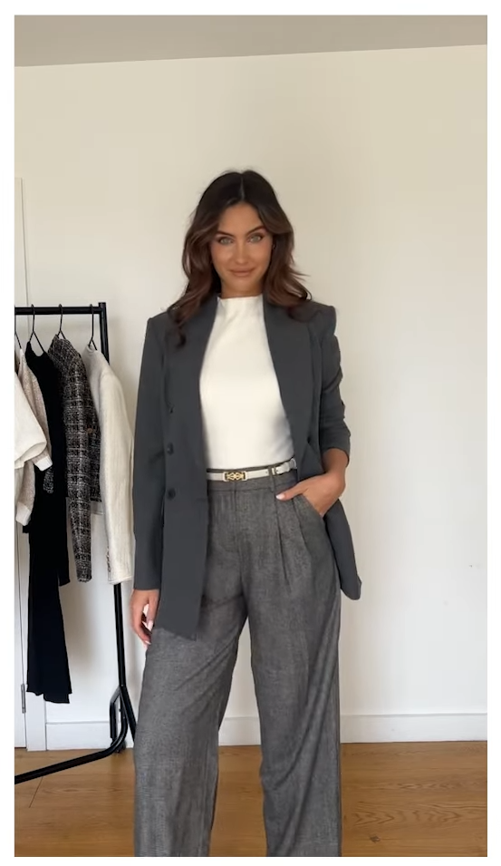 Gray Double Breasted Blazer 