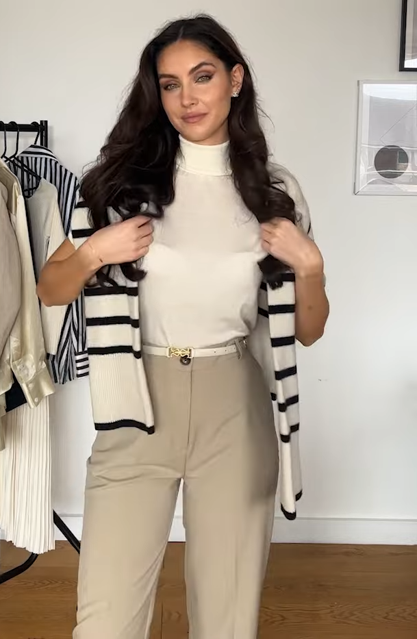 Compact Stretch Tailored High Waist Wide Leg Trousers