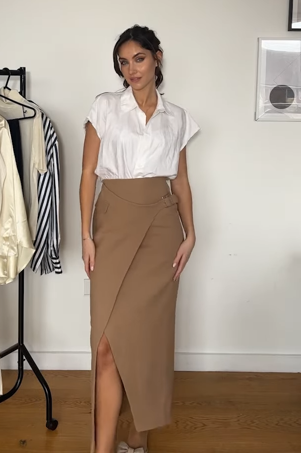 Compact Stretch Wrap Midaxi Skirt