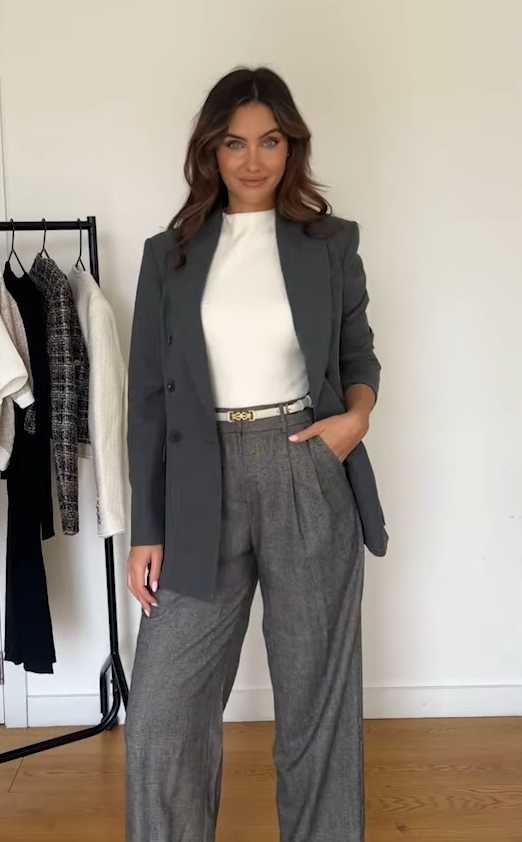 Gray Double-Breasted Blazer