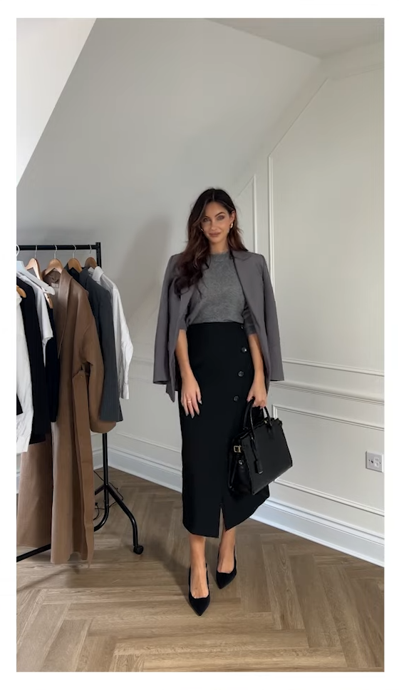 Karen Millen Black Maxi Skirt with Slit