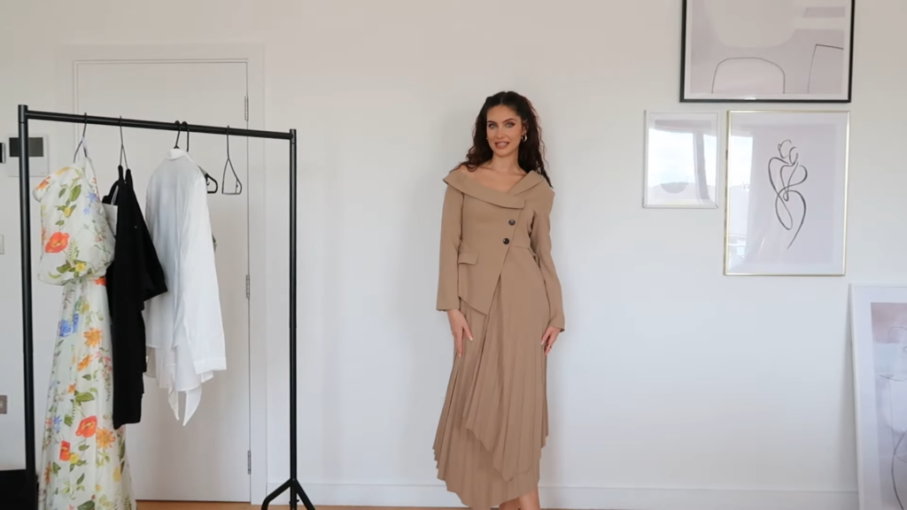 Karen Millen Off Shoulder Tan Dress