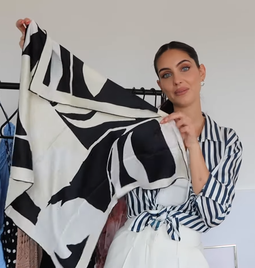 & Other Stories Black and Cream Scarf