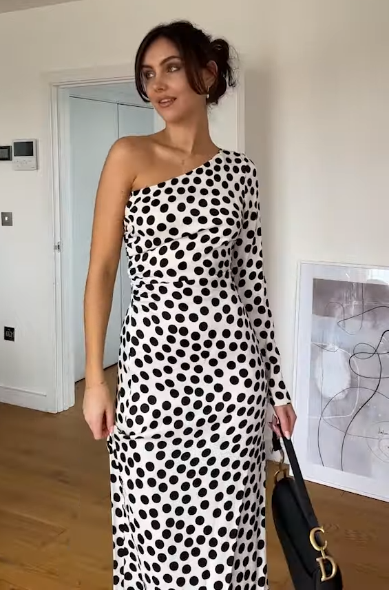 Polka-dot Asymmetrical Dress