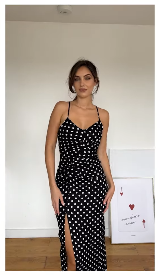 Zara Black & White Polka Dot Midi Dress