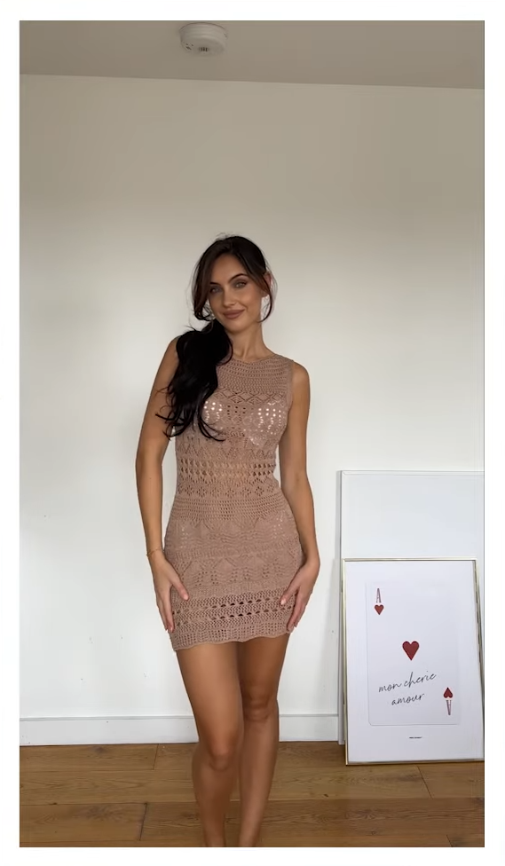 Zara Tan Crochet Dress