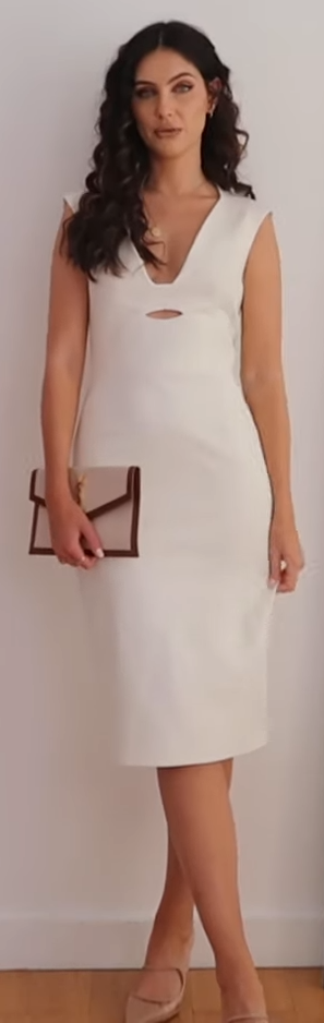 KAREN MILLEN Structured Crepe Cut Out Pencil Midi Dress