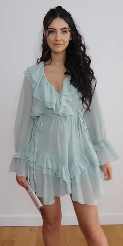 ZARA Ruffled V-Neck Mini Short Voluminous Dress