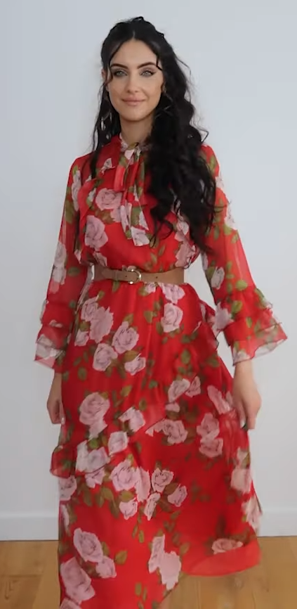 ZARA Floral Print Dress With Ruffle