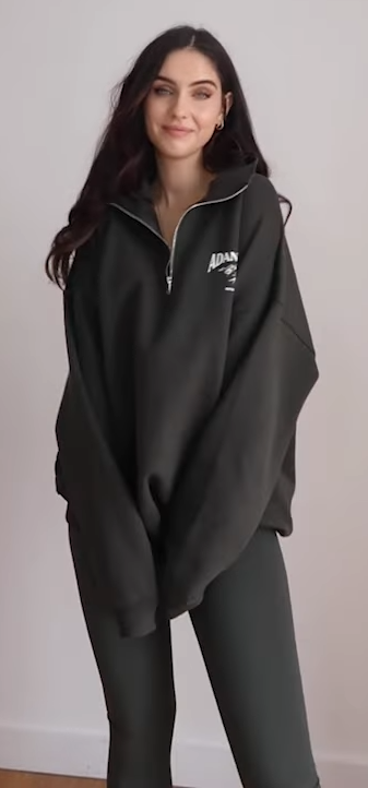 Adanola Oversized Funnel Neck Zip Sweat Dark Olive & Ultimate Leggings Dark Olive 