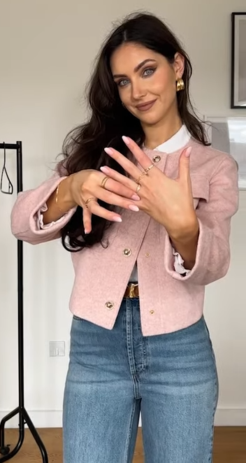 ZARA WOMAN TEXTURED TAILORED BLAZER JACKET GOLD BUTTONS