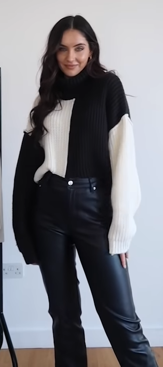 ZARA Colour Block Knit Sweater Black & White