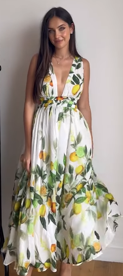 KARENMILLEN Silk Cotton Sicilian Citrus Maxi Dress