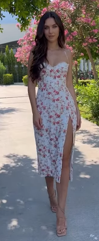 Charlotte Rose Print Corset Midi Dress