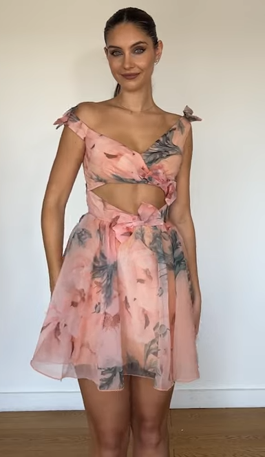 ASOS LUXE bow detail 50s prom skirt mini dress in floral